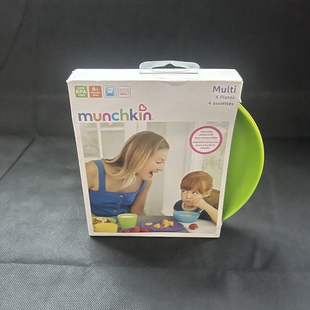 Munchkin Child Multi Color Plates 4-Count 6m+ BPA Free Kids Toddler